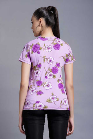 Casual Regular Sleeves Floral Print Women Purple Top