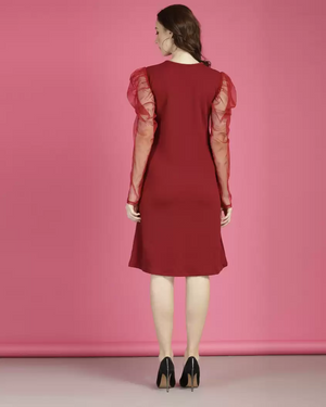 TANDUL  Women A-line Maroon Dress