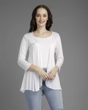 TANDUL  Women 3/4th Sleeve White Shrug
