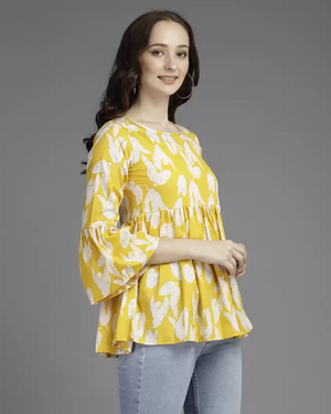 TANDUL  Casual Bell Sleeves Printed Women Multicolor Top