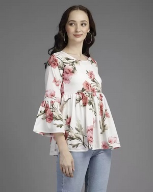 TANDUL  Casual Bell Sleeves Printed Women Multicolor Top