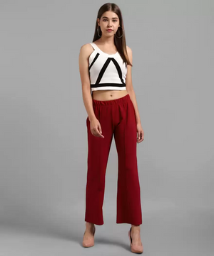 TANDUL  Regular Fit Women Maroon Lycra Blend Trousers