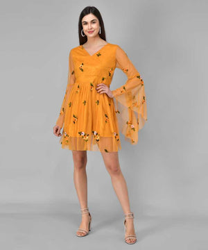 TANDUL  Women Layered Yellow Dress
