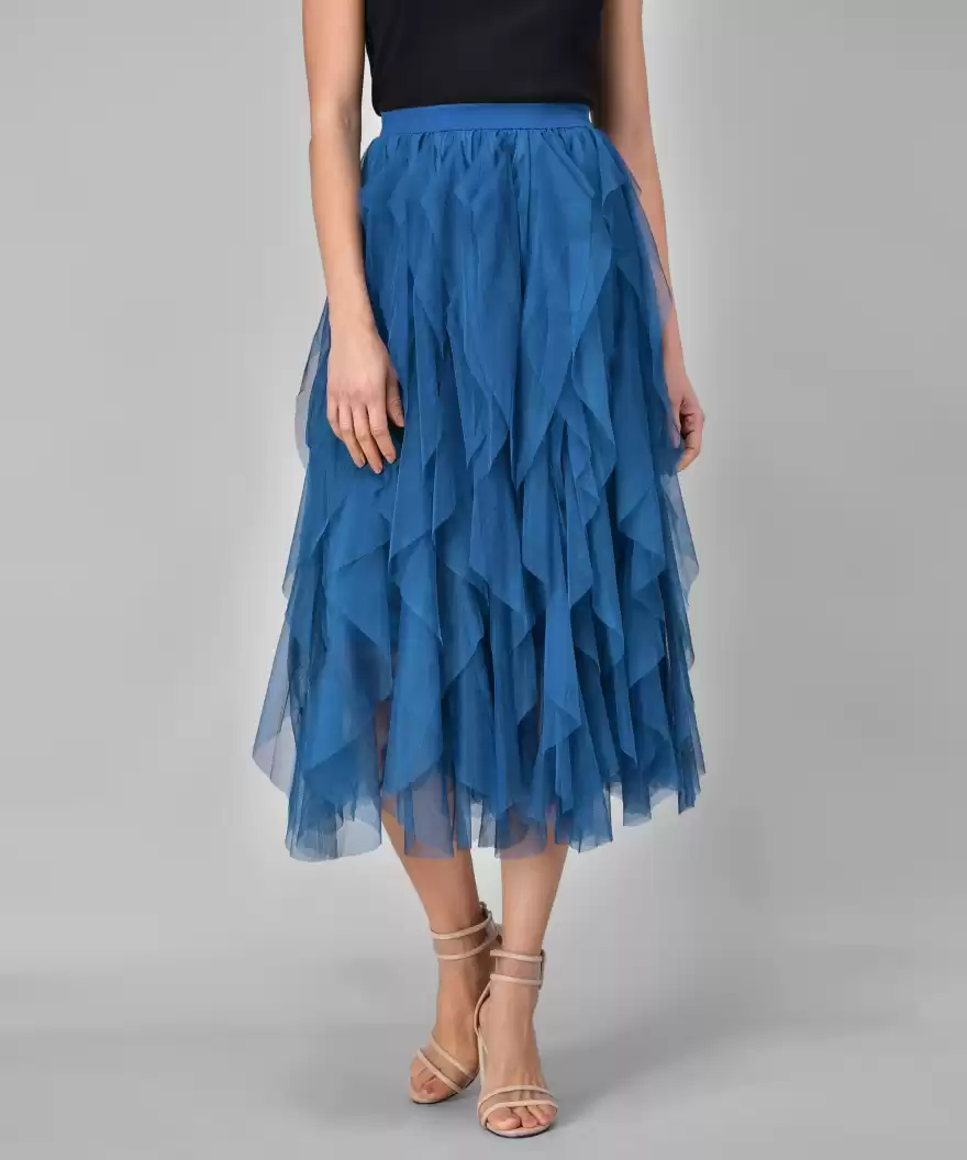 TANDUL  Women Solid A-line Blue Skirt