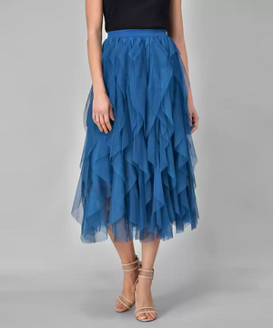 TANDUL  Women Solid A-line Blue Skirt
