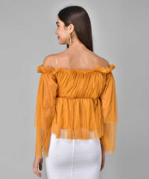 Casual Regular Sleeves Printed Women Yellow Top