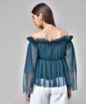 TANDUL  Casual Regular Sleeves Solid Women Blue Top