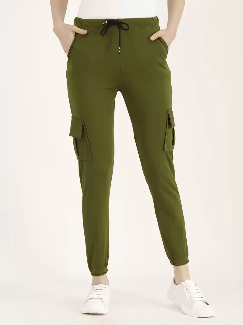TANDUL  Regular Fit Women Green Lycra Blend Trousers