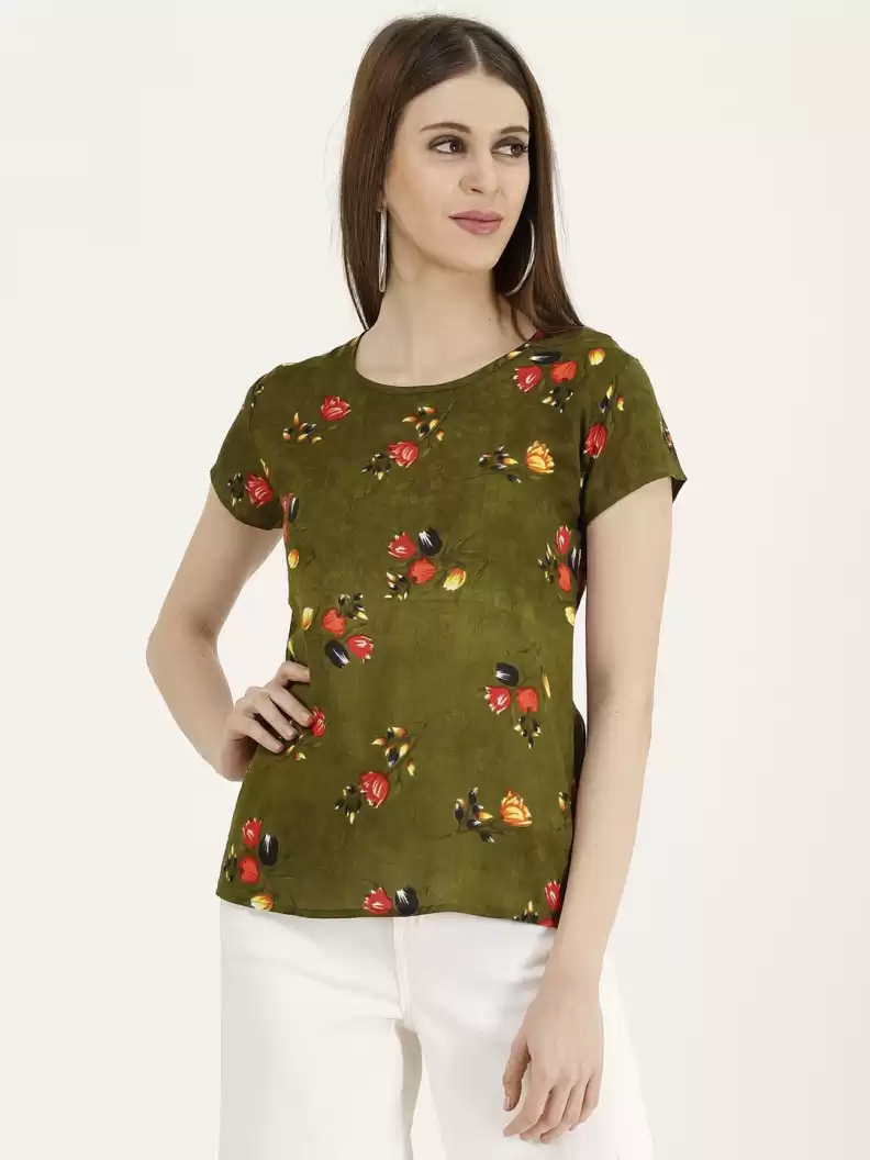 TANDUL  Casual Regular Sleeves Printed Women Multicolor Top