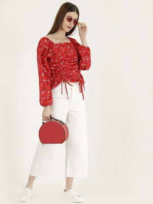 TANDUL  Casual Balloon Sleeve Printed Women Multicolor Top