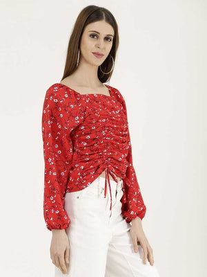 TANDUL  Casual Balloon Sleeve Printed Women Multicolor Top