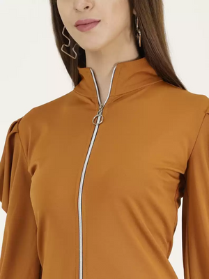TANDUL  Casual Cuffed Sleeves Solid Women Yellow Top