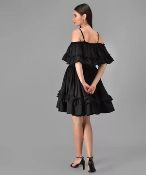 TANDUL  Women Layered Black Dress