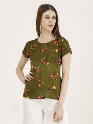 Casual Regular Sleeves Printed Women Multicolor Top