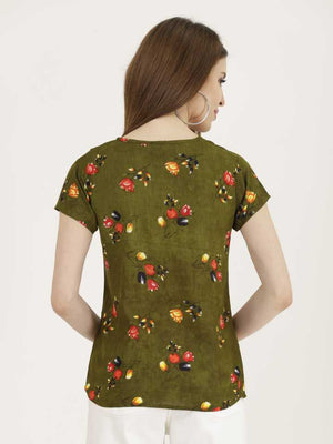 Casual Regular Sleeves Printed Women Multicolor Top