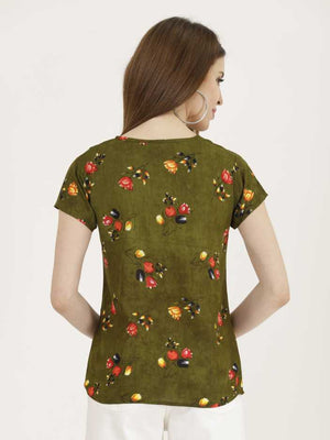 Casual Regular Sleeves Printed Women Multicolor Top