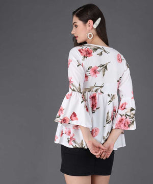 Casual Regular Sleeves Printed Women Multicolor Top