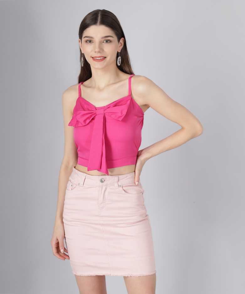 Casual Sleeveless Solid Women Pink Top