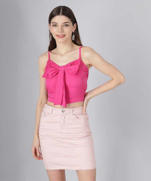 Casual Sleeveless Solid Women Pink Top
