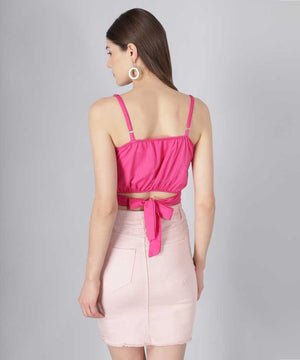 Casual Sleeveless Solid Women Pink Top