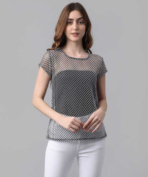 Casual Regular Sleeves Printed Women Black Top