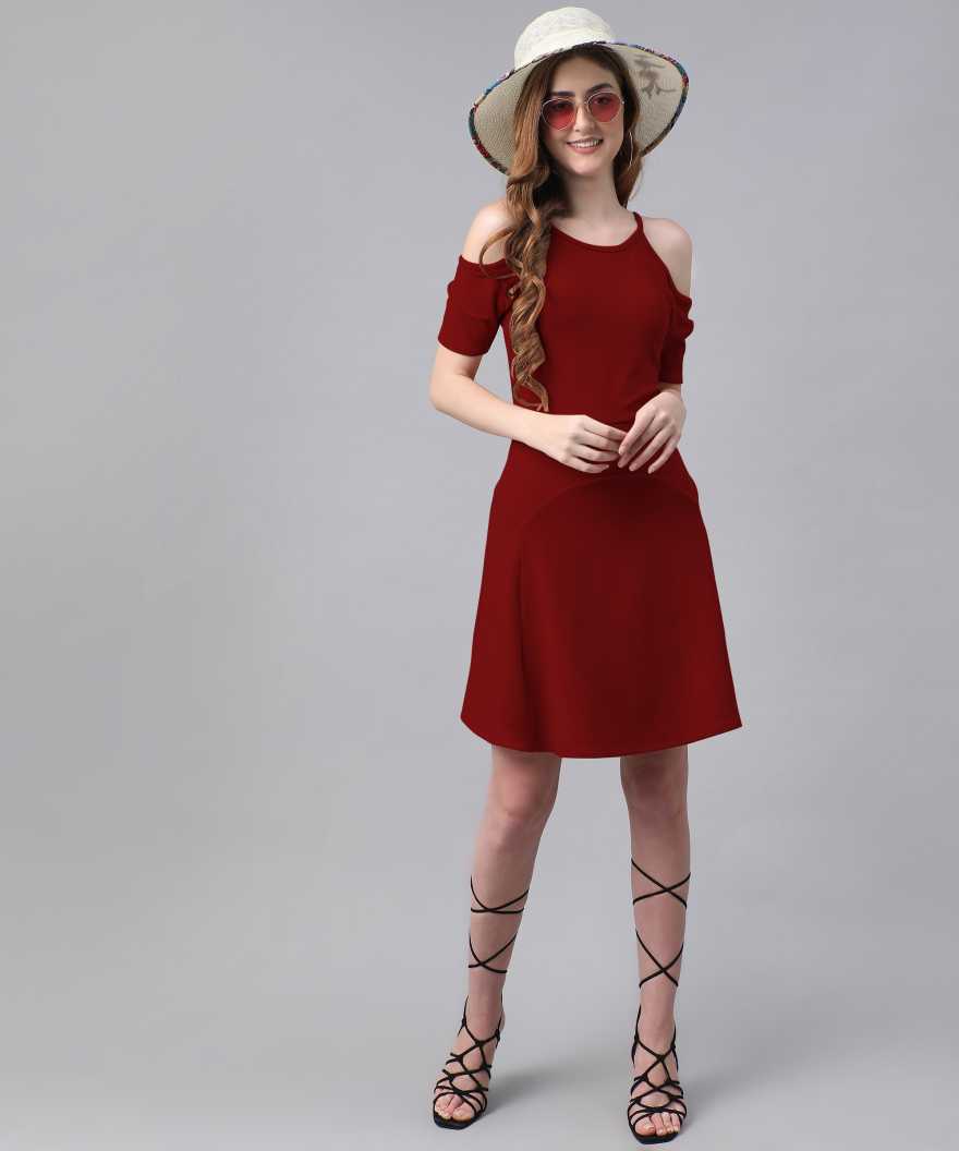 Women A-line Maroon Dress