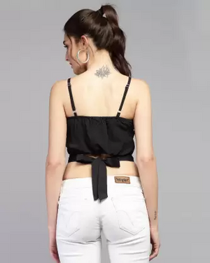 Casual Solid Women Black Top
