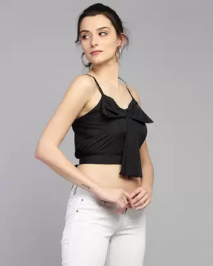 Casual Solid Women Black Top