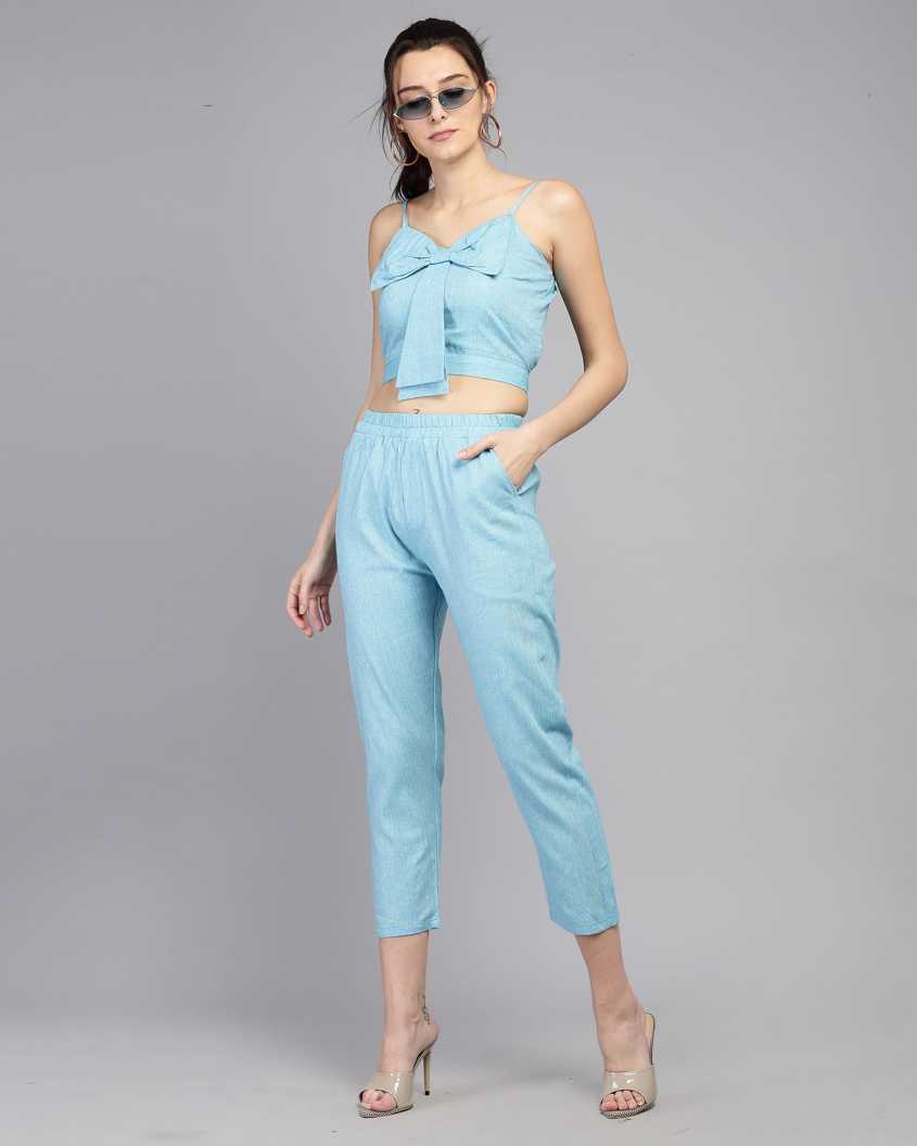 Women Two Piece Dress Blue Dress