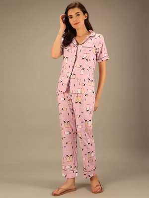 TANDUL  Women Printed Multicolor Shirt & Pyjama set