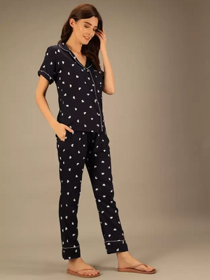 TANDUL  Women Printed Black Shirt & Pyjama set