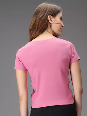 TANDUL  Casual Regular Sleeves Striped Women Pink Top