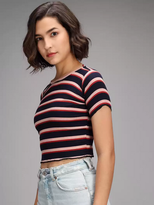 TANDUL  Casual Regular Sleeves Striped Women Multicolor Top