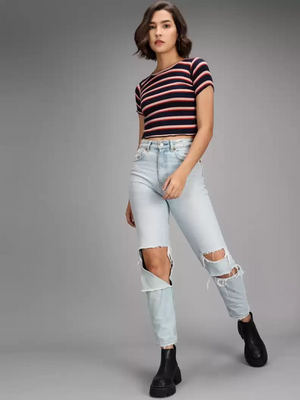 TANDUL  Casual Regular Sleeves Striped Women Multicolor Top