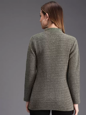 TANDUL  Self Design Round Neck Casual Women Multicolor Sweater