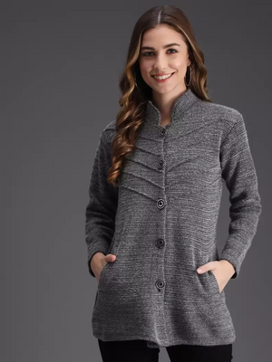 TANDUL  Woven Collared Neck Casual Women Multicolor Sweater