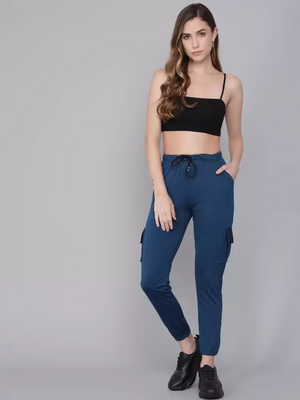 TANDUL  Regular Fit Women Blue Lycra Blend Trousers
