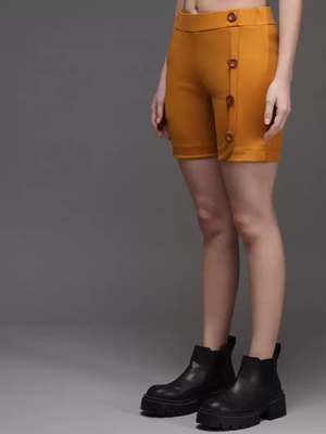 TANDUL  Solid Women Yellow Regular Shorts