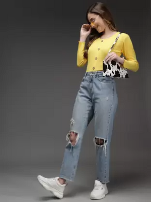 Casual Solid Women Yellow Top