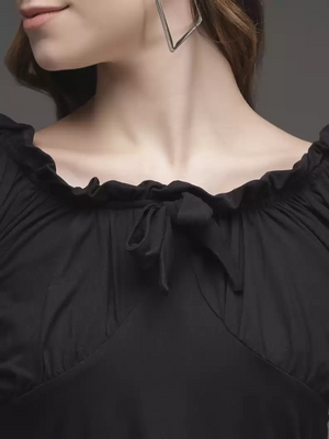 TANDUL  Casual Regular Sleeves Solid Women Black Top