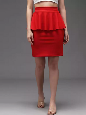TANDUL  Women Solid Flared Red Skirt
