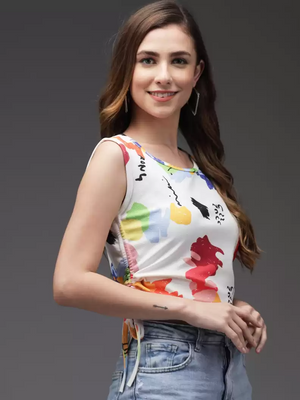 TANDUL  Casual Sleeveless Printed Women Multicolor Top