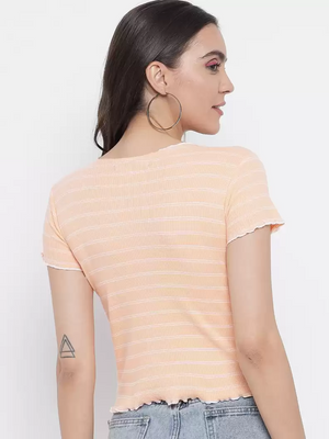 TANDUL  Striped Women Round Neck Multicolor T-Shirt