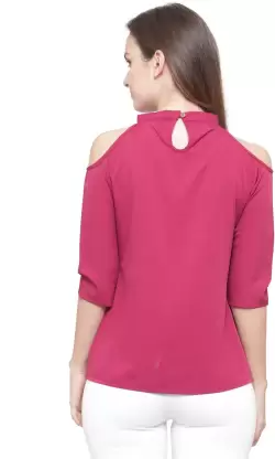 Casual Solid Women Pink Top