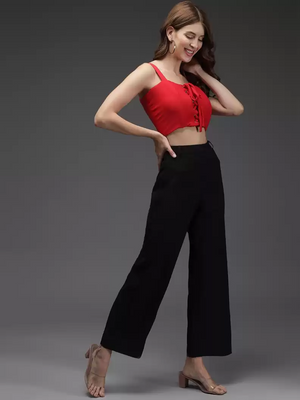 TANDUL  Casual Sleeveless Solid Women Red Top
