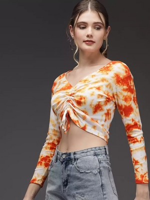 TANDUL  Casual Regular Sleeves Dyed Women Multicolor Top