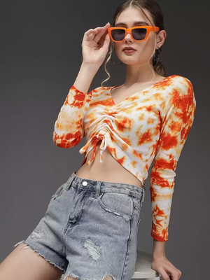 TANDUL  Casual Regular Sleeves Dyed Women Multicolor Top
