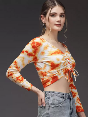 TANDUL  Casual Regular Sleeves Dyed Women Multicolor Top