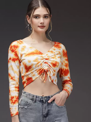 TANDUL  Casual Regular Sleeves Dyed Women Multicolor Top