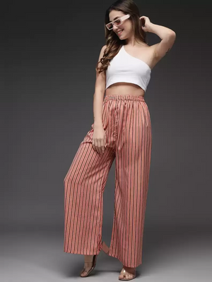 TANDUL  Regular Fit Women Orange Georgette Trousers